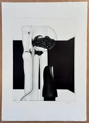 Gerd van Dulmen - Surrealistische voorstelling met meelwormen, aquatint ets kopen? Bied vanaf 40!