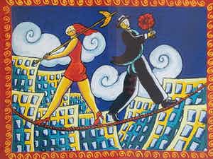 Jacques Tange - 'A very short romance'. verkocht voor € 75!