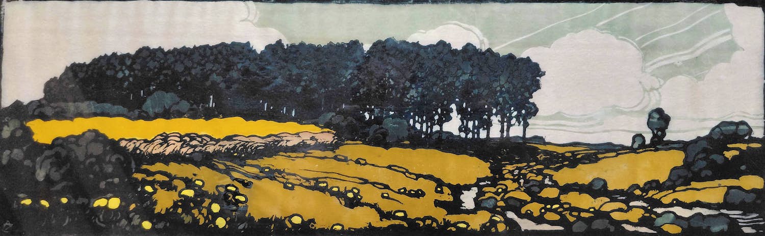 Arie Zonneveld - Landschap, houtsnede (ingelijst) kopen? Bied vanaf 20!