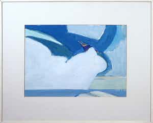 Paul Overhaus - Gouache op papier, Kompositie zee 4. - Ingelijst verkocht voor € 70!