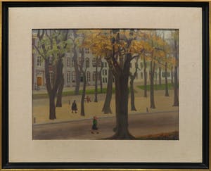 Mies Callenfels-Carsten - Olieverf op doek, Lange Voorhout, Herfst - Ingelijst kopen? Bied vanaf 1500!