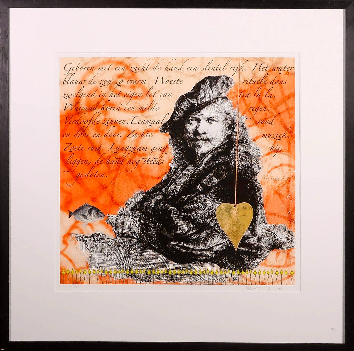Mark Verdoes - Giclée, Rembrandt - Ingelijst verkocht voor € 50!