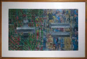 Herman Geerdink - Gemengde techniek op papier, Zonder titel - Ingelijst (Groot) verkocht voor € 50!