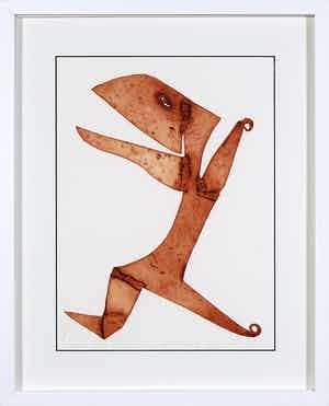 Reinhoud D'Haese - Aquatint metaaldruk, Nous nous éloignons (...) - Ingelijst verkocht voor € 1!