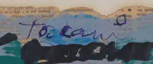 Bep Toscani - Gouache op krantenpapier, Gekleurde abstracte compositie - Ingelijst kaufen? Bieten Sie von 70!