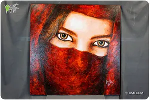 Roel Hofman - Acryl op Doek - Ogen / Vrouw met Sluier kopen? Bied vanaf 750!