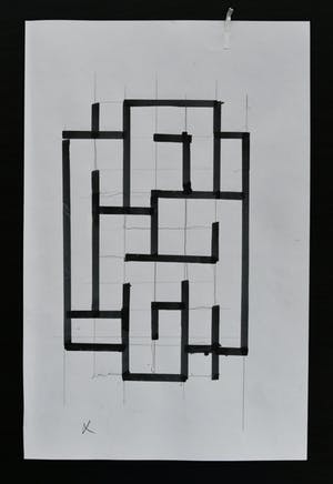 Siep van den Berg - # CONSTRUCTIVISTISCHE COMPOSITIE in pen # 1990, mint kopen? Bied vanaf 39!