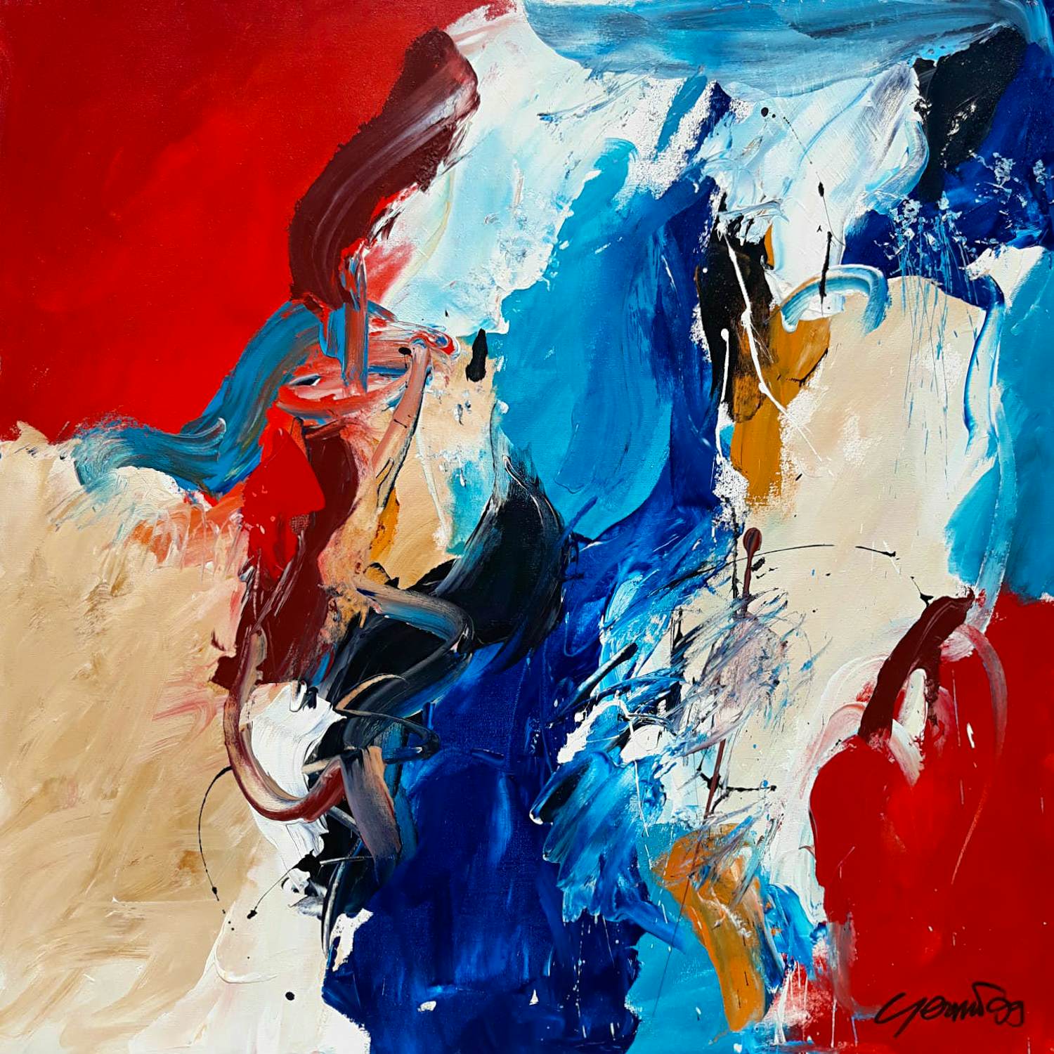 Gerriet Postma - Abstracte compositie, olieverf op doek kopen? Bied vanaf 1200!