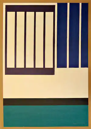 Adine Engelman - Geometrisch abstracte compositie. Monotype. verkauft für € 135!