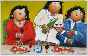 Theo Broeren - Acryl op doek, Het aperitief (Zeer groot) kopen? Bied vanaf 200!