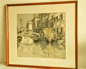 Hans Figura - Farb Radierung Aquatinta auf Seide Brücke in Venedig 50er Jahre handsigniert kopen? Bied vanaf 280!