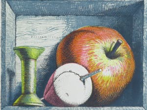 Herman Berserik - Stilleven met appel, dobber en klos kopen? Bied vanaf 60!