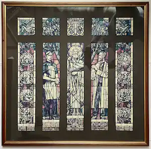 Huib Luns - Glas-in-loodraam, ontwerp Huib Luns uit 1927, na restauratie in 1990 verkauft für € 50!