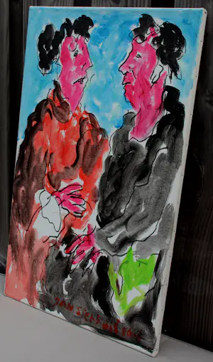 Jan Sierhuis - Olieverf op doek: "het gesprek" - 2016 kopen? Bied vanaf 699!