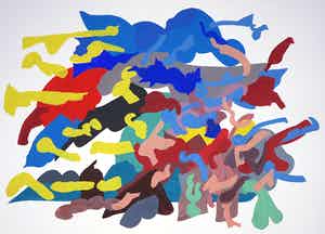 Henri Plaat - Gouache op papier, Zonder titel (groot) verkocht voor € 1!