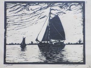 Antonius Hubertus Nordberg - Tjalk - Houtsnede kopen? Bied vanaf 40!