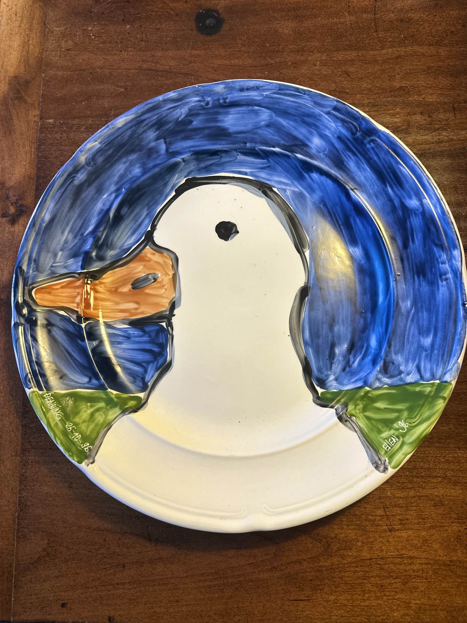 Ellen Meuwese - Porseleinen bord - 1996 - 35 cm doorsnede - eend kopen? Bied vanaf 50!