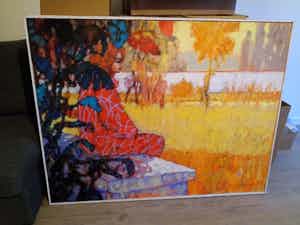 Adam Marczukiewicz - Zittende figuur in een landschap verkocht voor € 150!