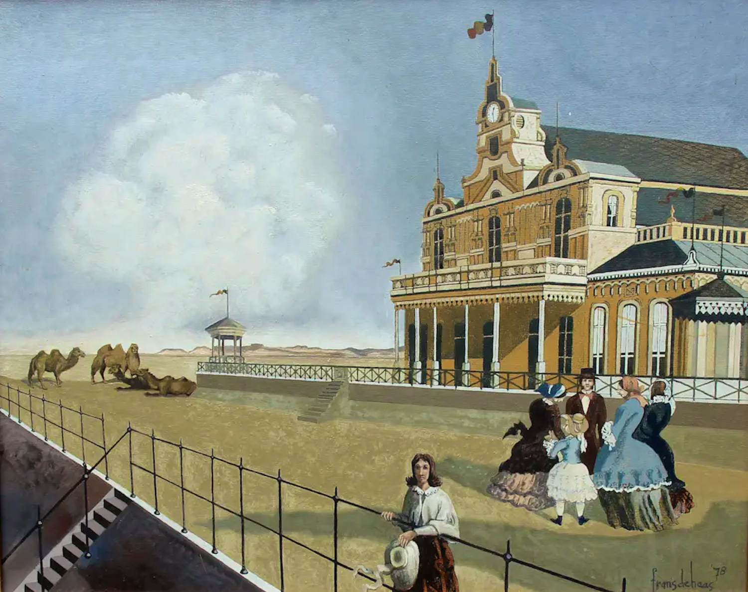 Frans de Haas - Olieverf op board: Het Kurhaus van Oostende - 1978 kopen? Bied vanaf 299!