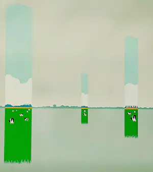 Han Jansen - grote minimalist. zeefdruk "mooi weer palen" - Epr. d'Art. exemplaar - gesign. kopen? Bied vanaf 81!