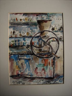 Niet of onleesbaar gesigneerd - Gesigneerd impressionistisch Aquarel "Elburg - interieur oude Apotheek" kopen? Bied vanaf 1!