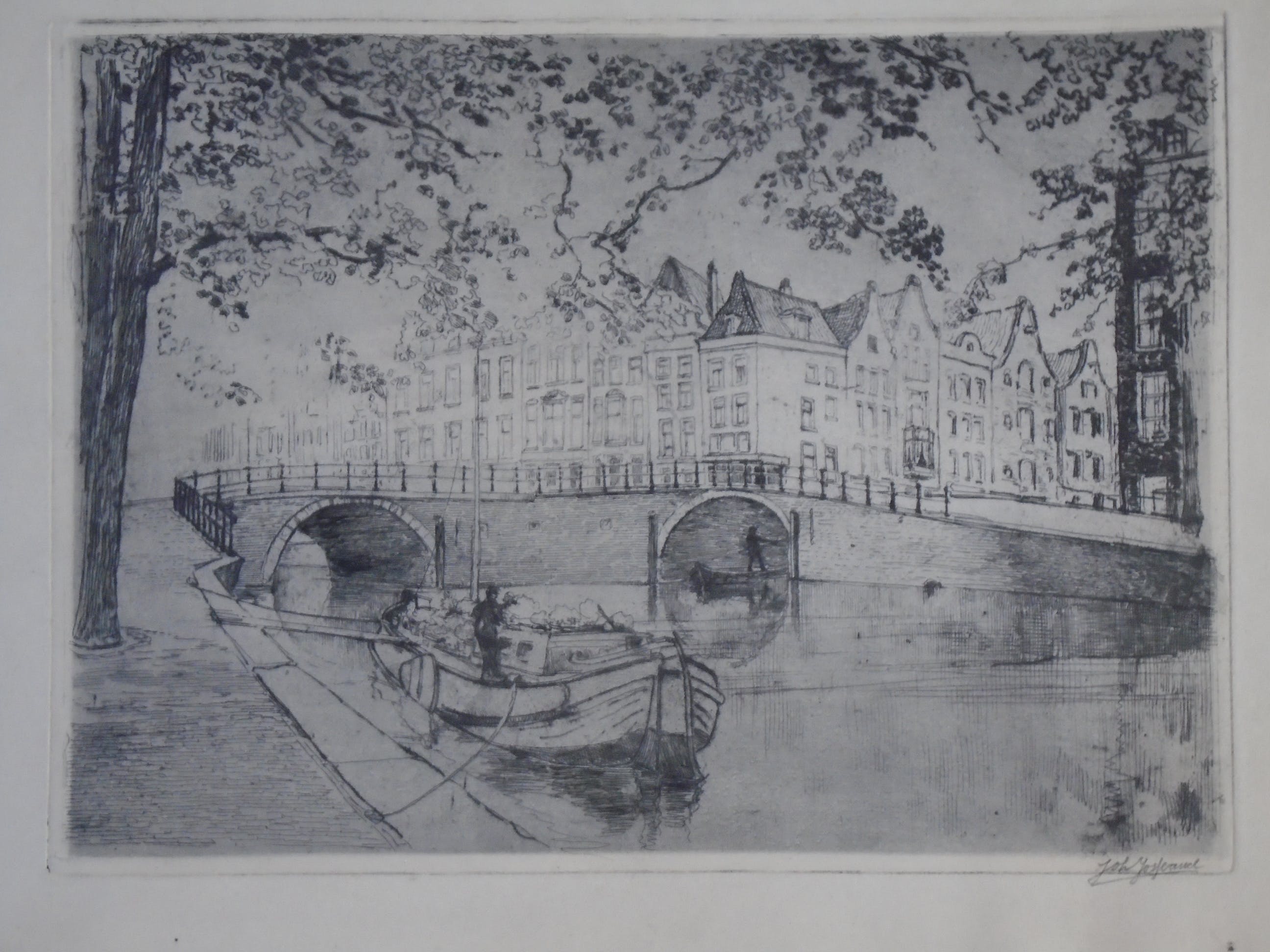 Johannes Josseaud - 4x Amsterdamse Stadsgezichten kopen? Bied vanaf 80!