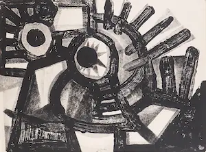 Niet of onleesbaar gesigneerd - Litho, Abstracte compositie - Ingelijst kopen? Bied vanaf 1!