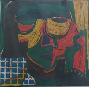 Piet Wiegman (II) - Linosnede 'Kop' kopen? Bied vanaf 65!