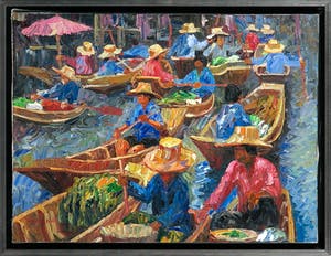 Niet of onleesbaar gesigneerd - Acryl op doek, Watermarkt - Ingelijst kopen? Bied vanaf 1!