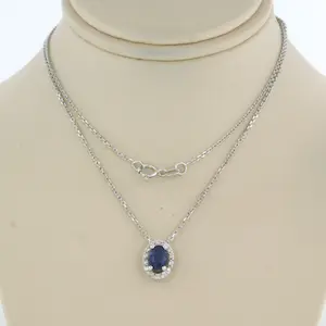 14k gouden collier met hanger met saffier en briljant geslepen diamant kaufen? Bieten Sie von 185!