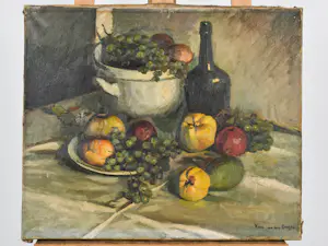 Kees van den Berg - Nature morte avec des fruits et un bouteille de vin kopen? Bied vanaf 350!