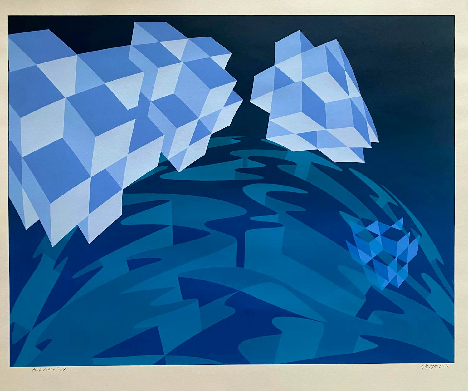 Hans Klaui - geometrische zeefdruk van Hans Klaui, 1987 kopen? Bied vanaf 40!