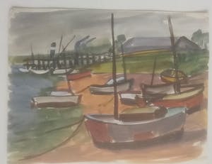 Niet of onleesbaar gesigneerd - Zeilschepen op het strand. kopen? Bied vanaf 1!