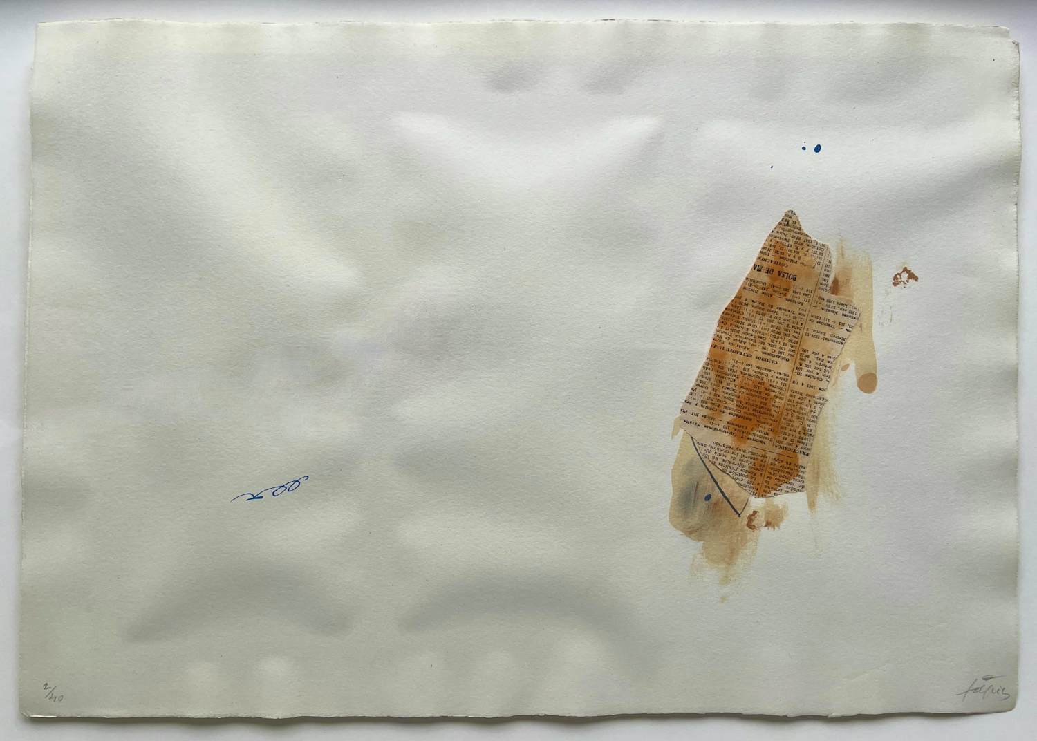 Antoni Tapies - handgesigneerde litho met collage | 'El pa a la Barca' | 1963 (INGELIJST) kopen? Bied vanaf 600!