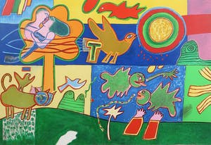 Corneille - Zeefdruk, Zonder titel- Ingelijst ( Zeer Groot) kopen? Bied vanaf 400!