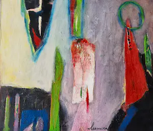 Wil van Leeuwen - Grote expressionistische Gouache - "de Ochtend" - fraai ingelijst - gesigneerd kopen? Bied vanaf 47!