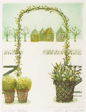 Laetitia de Haas - Lot van vier kleurenetsen, Winterse taferelen kopen? Bied vanaf 60!