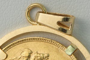 2544b- 18 Krt gouden montuur met losse Britse Sovereign munt Edward VII 1908 kopen? Bied vanaf 290!