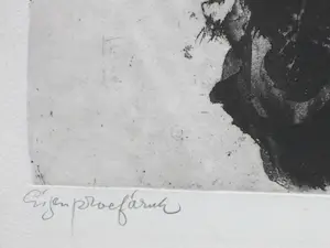 Jan Mensinga - Man met schaar op troon - Ets kopen? Bied vanaf 45!