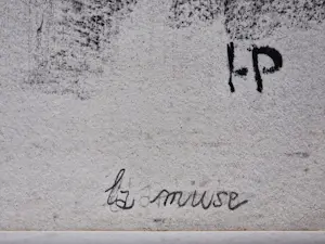 Hannes Postma - Grote in 2009 gemaakte houtskool tekening "la Muze" mooi ingelijst kopen? Bied vanaf 58!