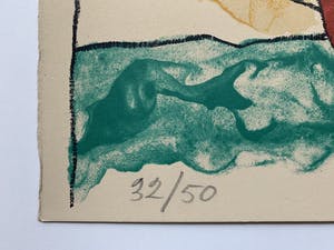 Mark Brusse - kleurenzeefdruk - 'De rode kom' - 1995 (Zie conditie) kopen? Bied vanaf 1!