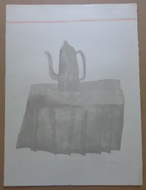 Klaas Gubbels - GRIJZE KOFFIEKAN / KLEURZEEFDRUK / 76x56cm / SIG / 1977 kopen? Bied vanaf 195!