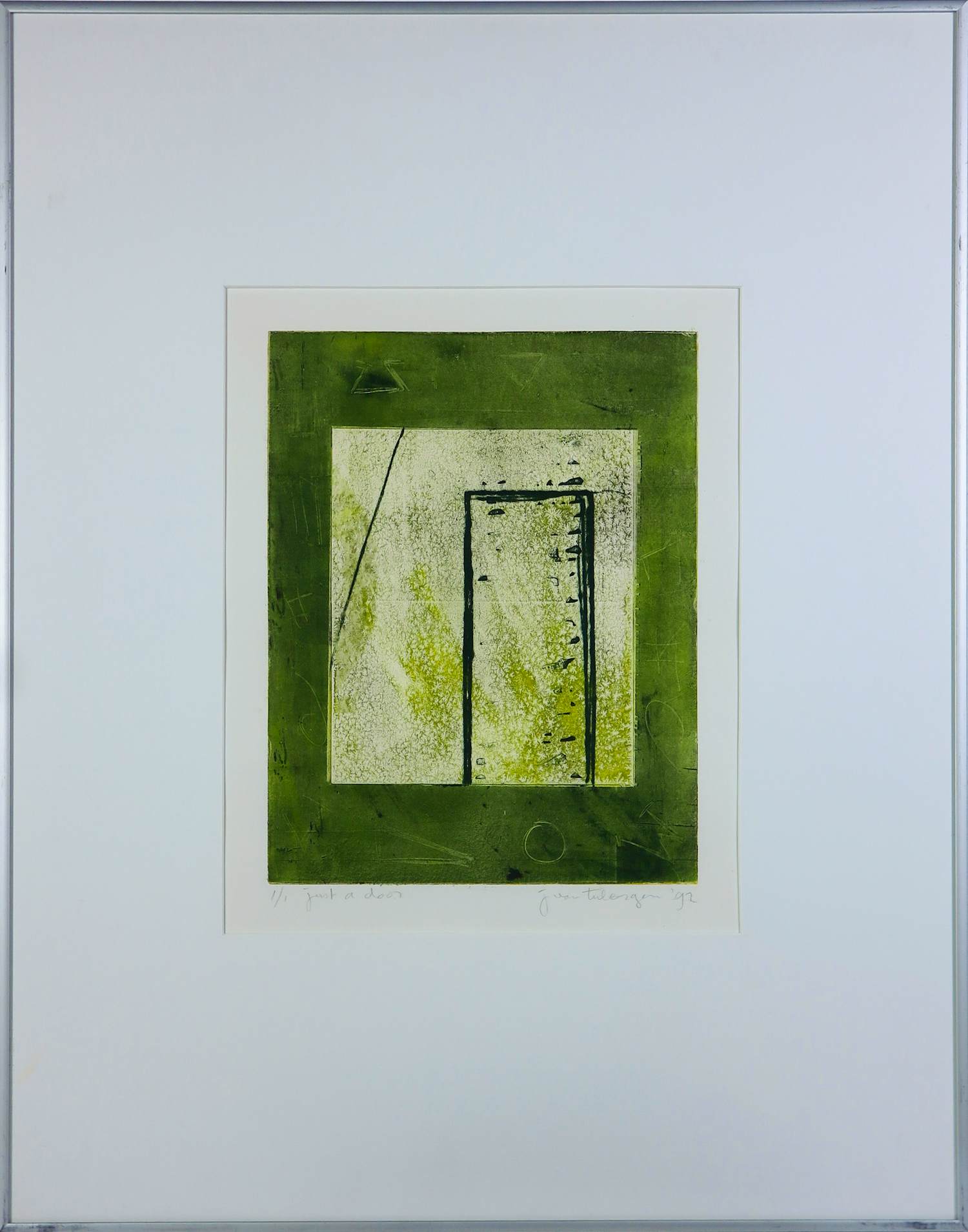 Jose van Tubergen - Kleurets op papier, Just a door - Ingelijst kopen? Bied vanaf 40!