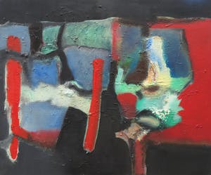 Frans Nicolai - Olieverf op doek, Abstracte compositie - Ingelijst kopen? Bied vanaf 150!