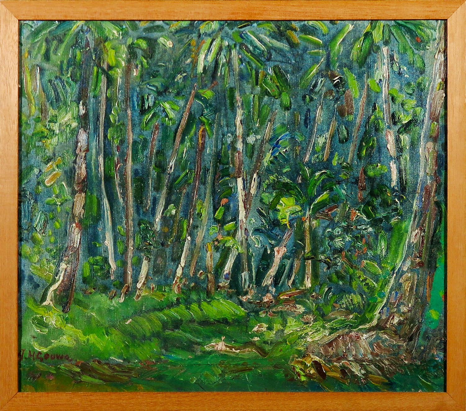 Herman Gouwe - Olieverf op doek, Landschap met bomen - Ingelijst verkocht voor € 1!