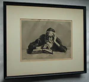 Hermann Struck - Ingelijste ets , Grandfather – 1928 kopen? Bied vanaf 1!