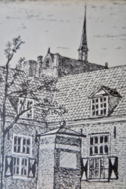 John de Jongh - Haags Hofje van Wouw - in mooi passe-partout en houten lijstje kopen? Bied vanaf 1!