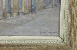 Jan van Ham - Tekening in pastelkrijt, Straatje te Delft - Ingelijst kopen? Bied vanaf 60!