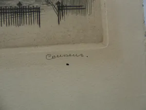 Armand Coussens - Gezicht op een stad in het Zuiden. Ets en droge naald kopen? Bied vanaf 10!