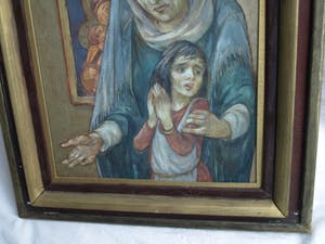 Klaas Pijlman - Ingelijste gouache , “Madonna en Kind” – 1993 kopen? Bied vanaf 1!